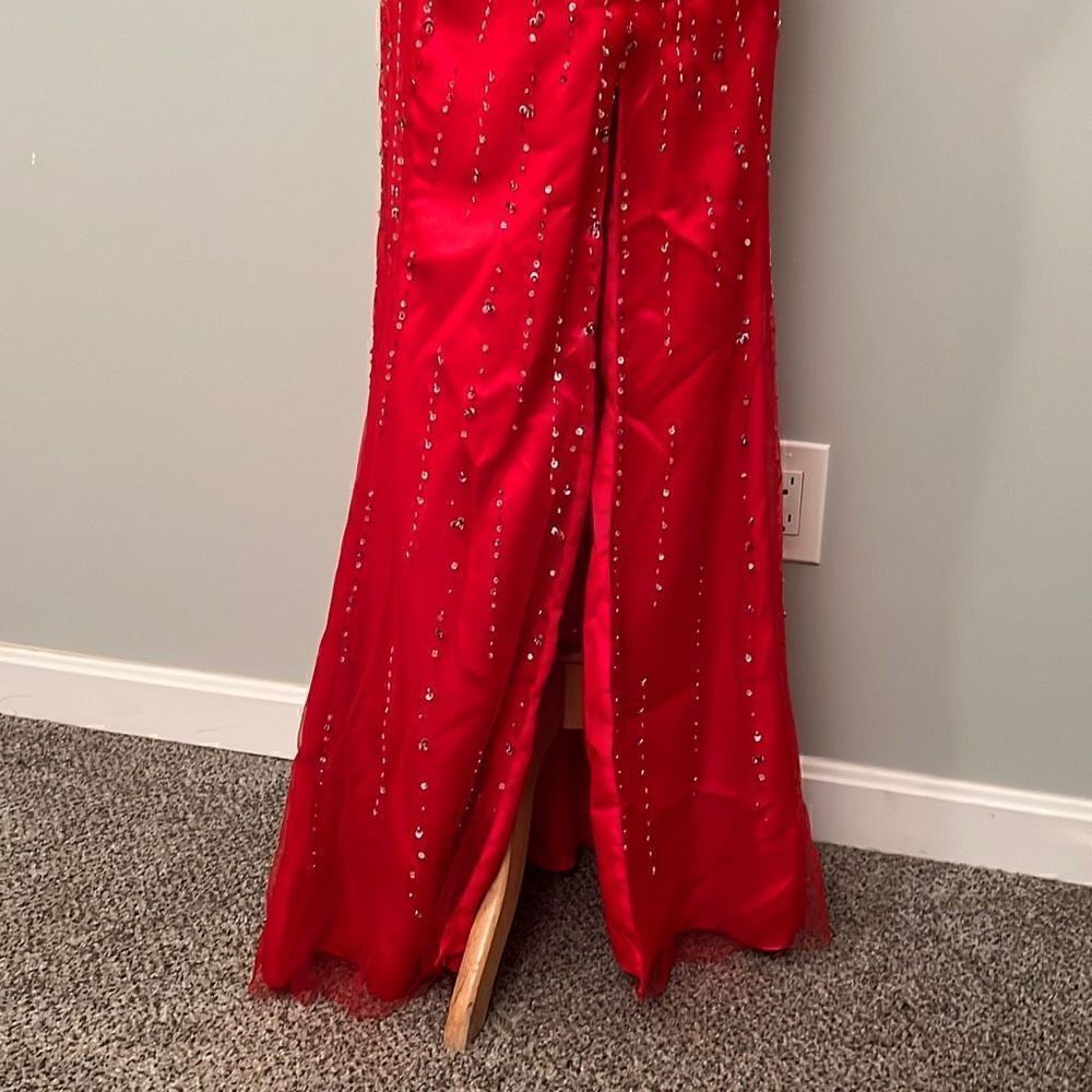 Alfred Angelo, Red Beaded Maxi Prom Dress - Picture 3 of 16